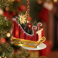 Merry and Bright Poinsettia Sleigh Slicegami Ornament Card™