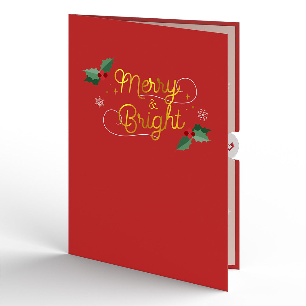 Merry and Bright Poinsettia Sleigh Slicegami Ornament Card™
