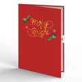Merry and Bright Poinsettia Sleigh Slicegami Ornament Card™