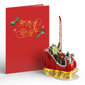Merry and Bright Poinsettia Sleigh Slicegami Ornament Card™