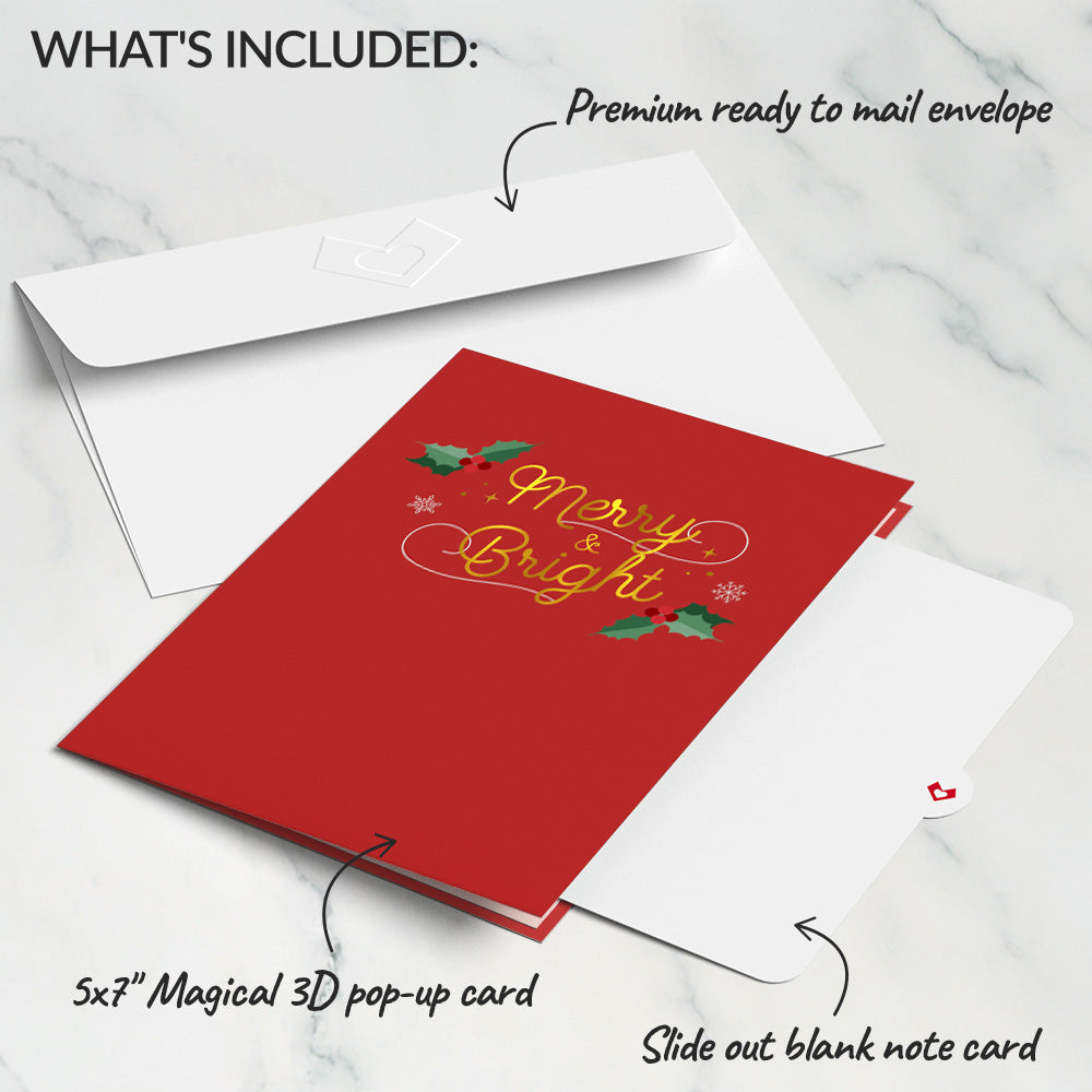 Merry and Bright Poinsettia Sleigh Slicegami Ornament Card™