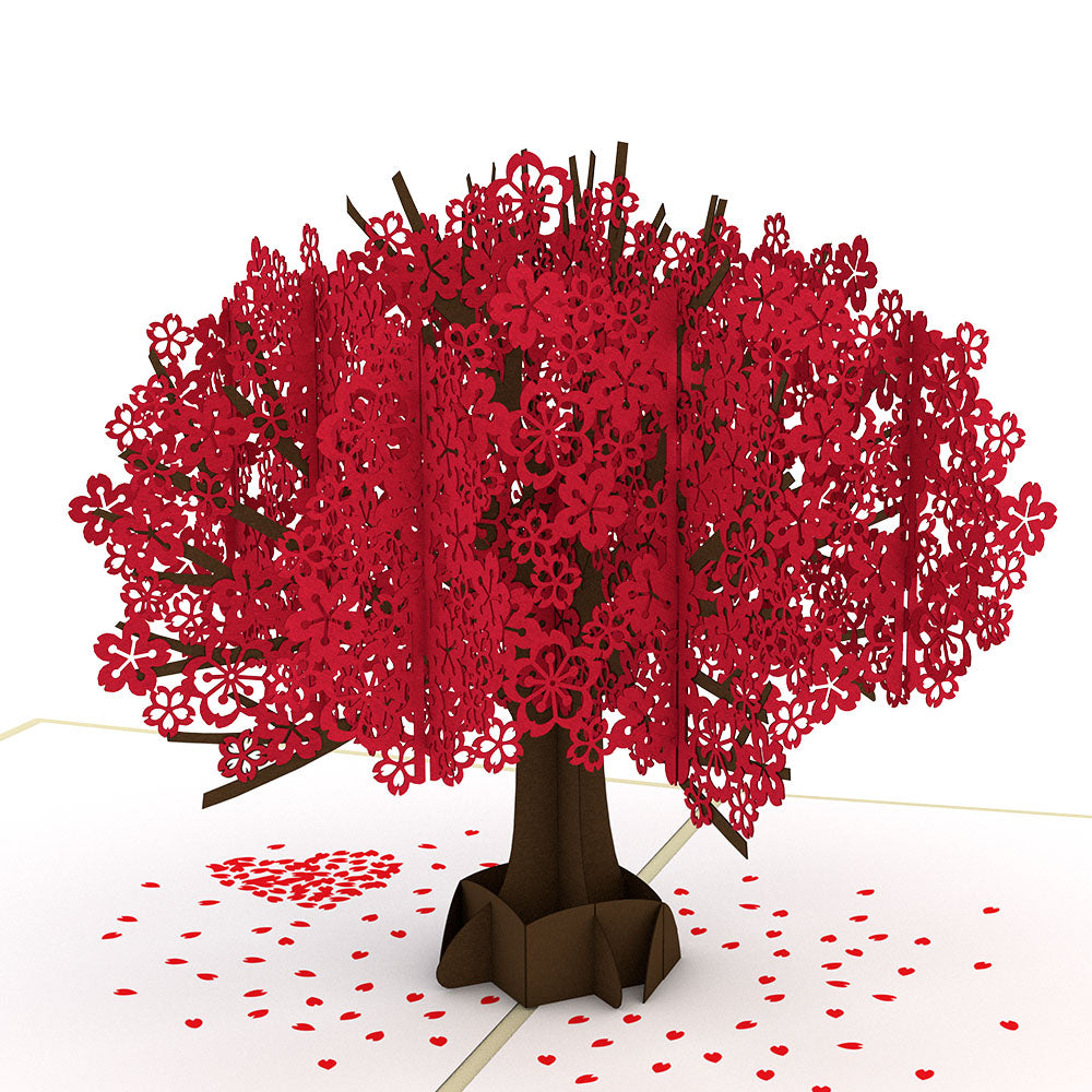 Red Sakura Tree Pop-Up Card