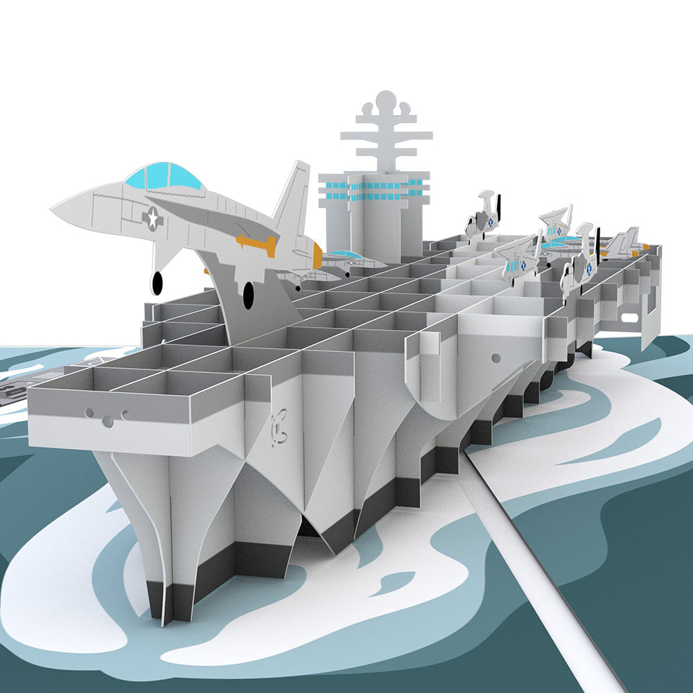 U.S. Aircraft Carrier Father's Day Pop-Up Card and Spartan Grilling Sentiment Set