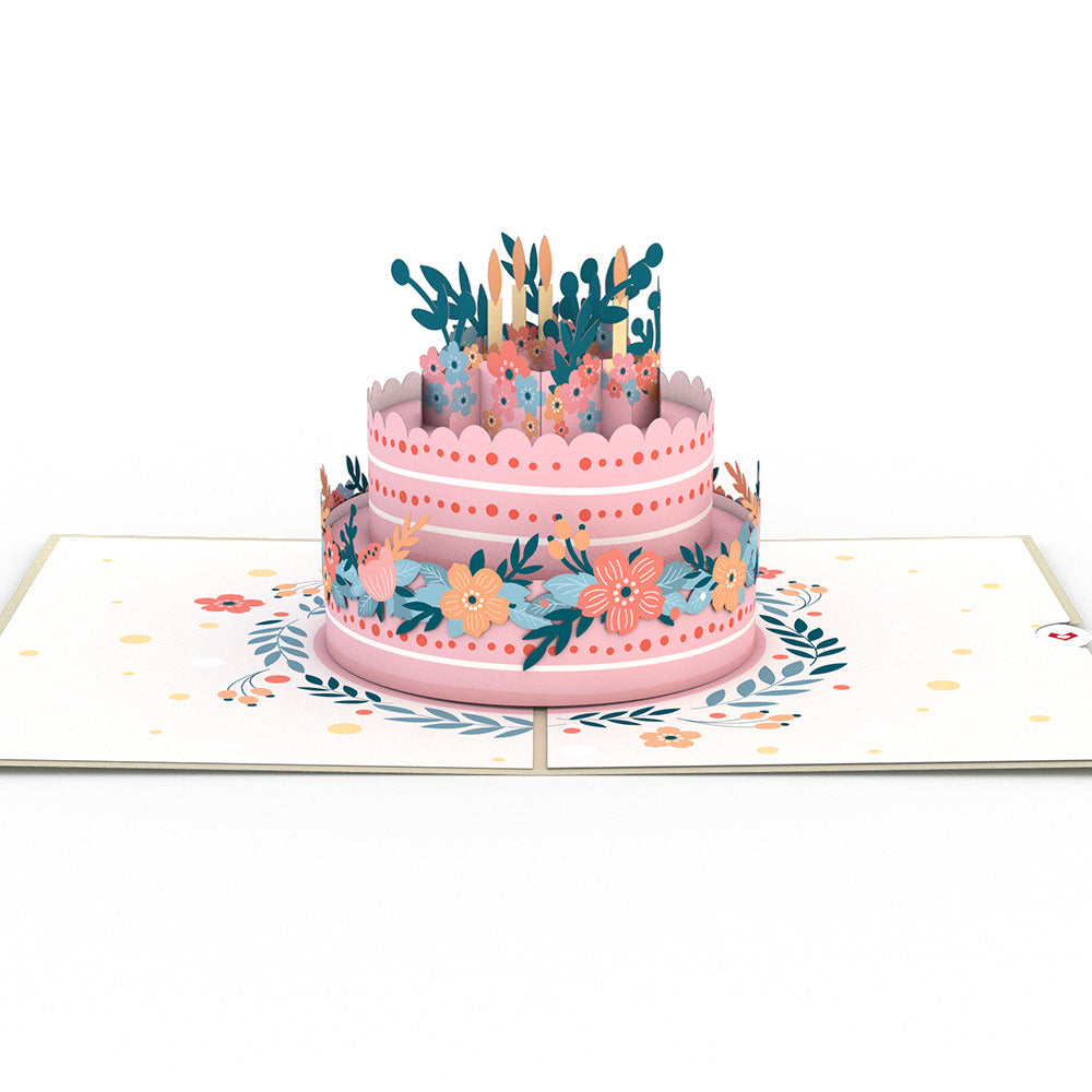 Floral Birthday Cake Pop-Up Card