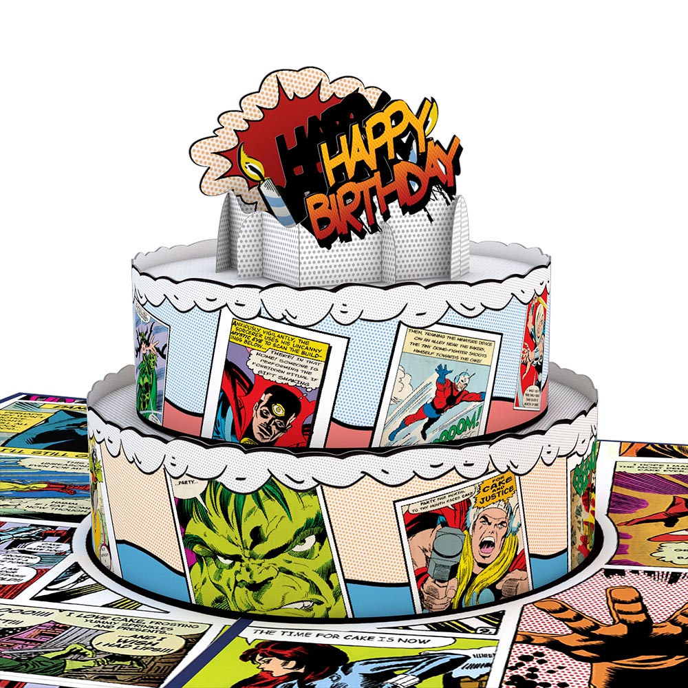 Marvel Comic Birthday Cake Pop-Up Card