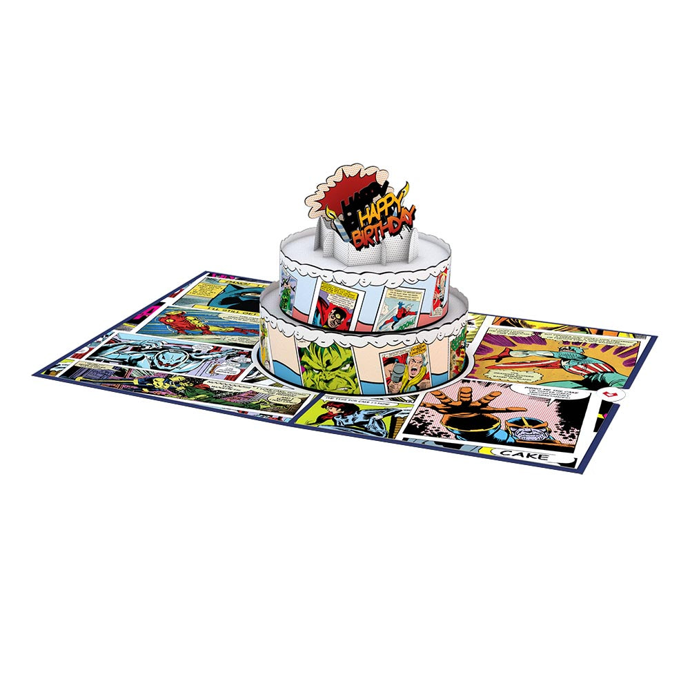 Marvel Comic Birthday Cake Pop-Up Card