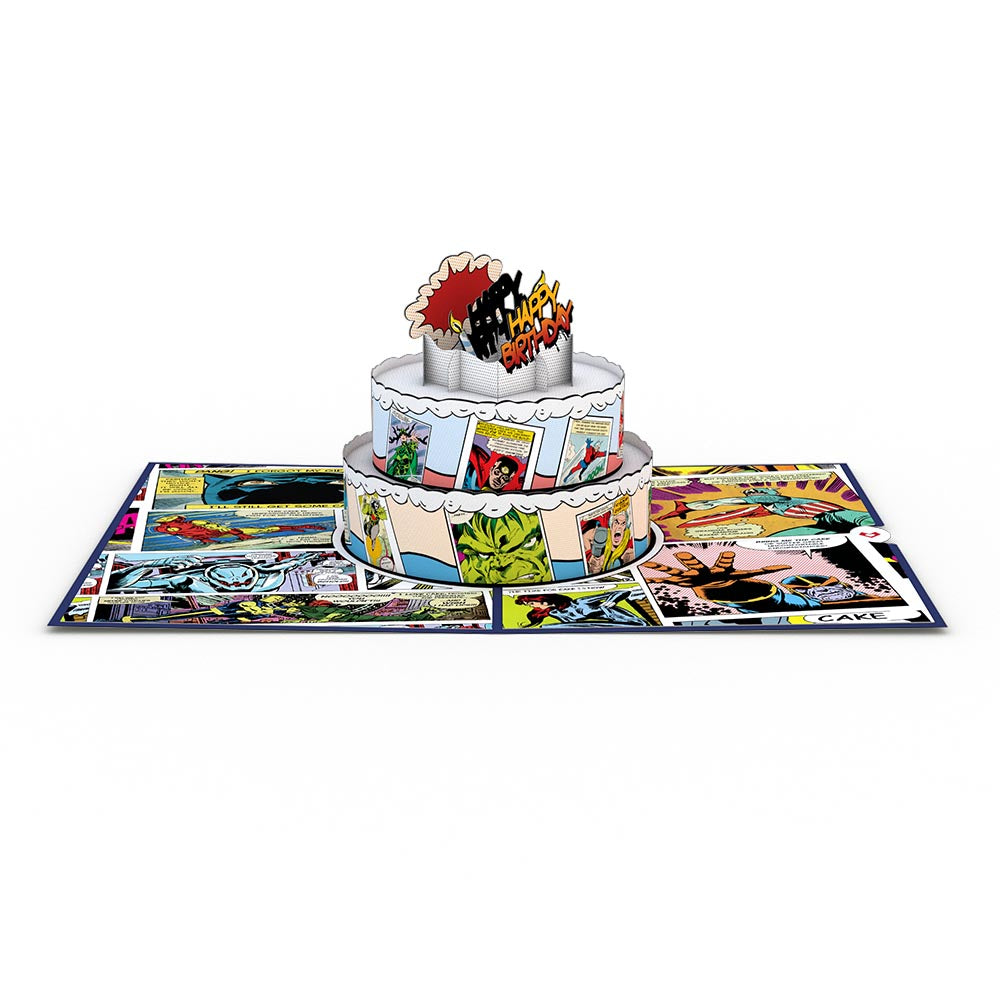 Marvel Comic Birthday Cake Pop-Up Card