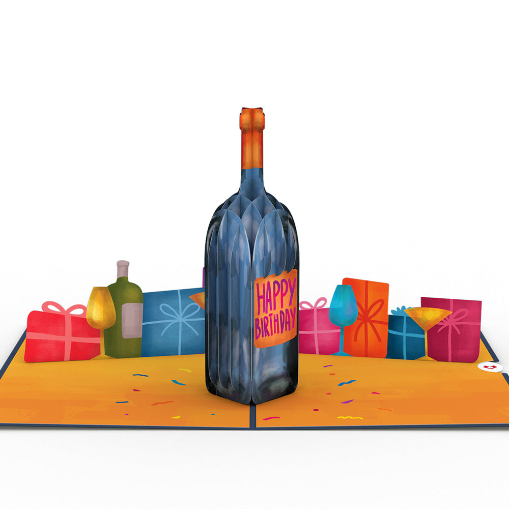 Vintage Wine Birthday Pop-Up Card