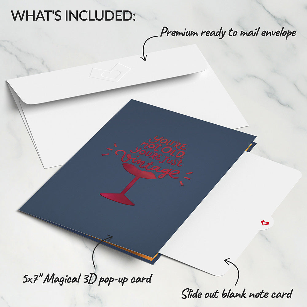Vintage Wine Birthday Pop-Up Card