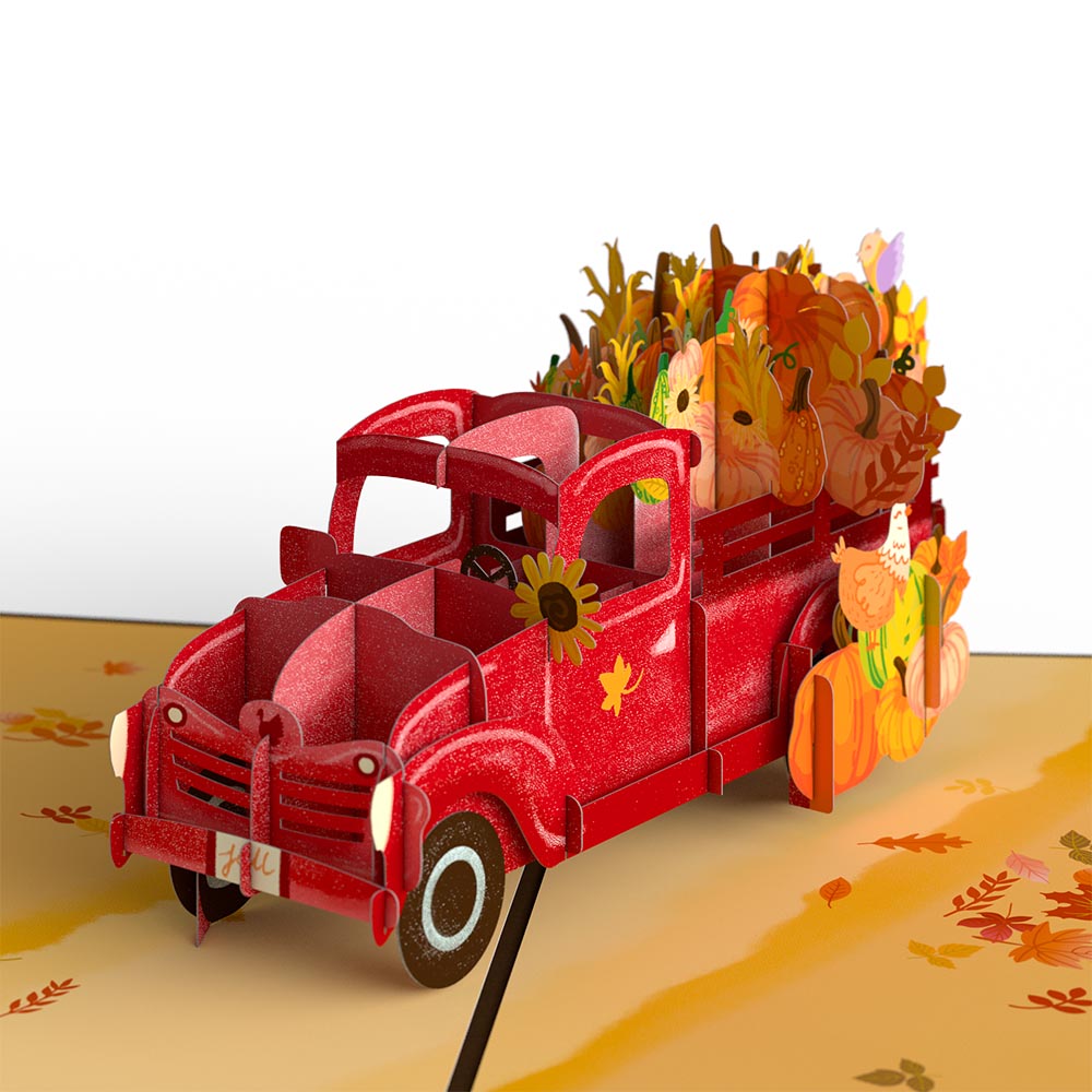 Red Harvest Truck Pop-Up Card