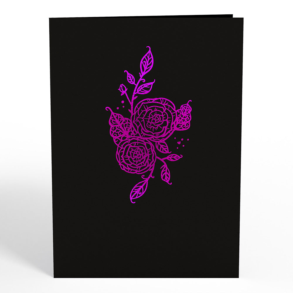 Ornate Purple Rose Bloom Pop-Up Card