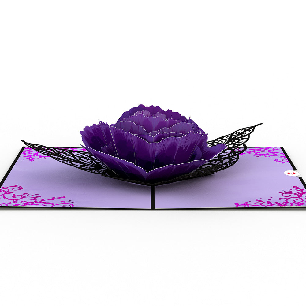 Ornate Purple Rose Bloom Pop-Up Card
