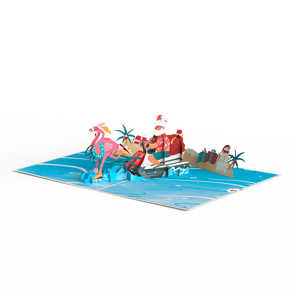 Flamingo Sleigh Ride Pop-Up Card