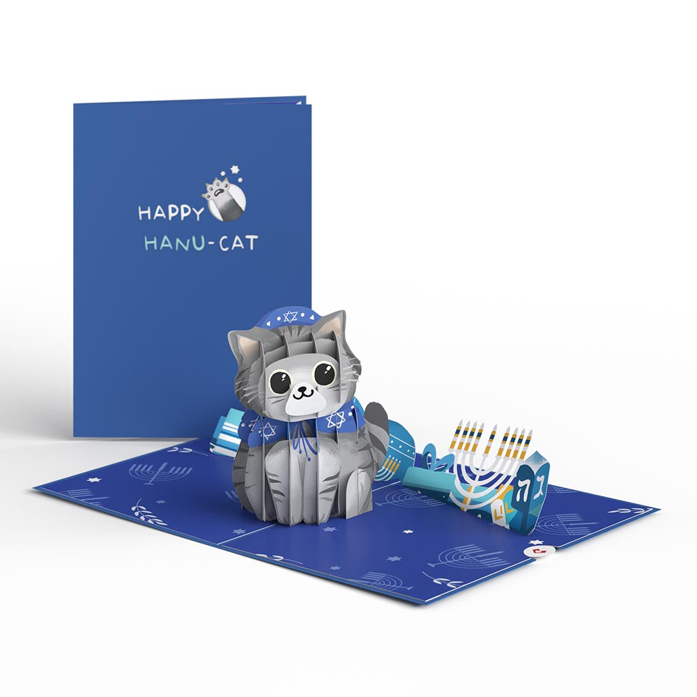 Happy Hanukkah Cat Pop-Up Card
