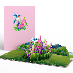 Lupine Hummingbird Pop-Up Card greeting card -  Lovepop