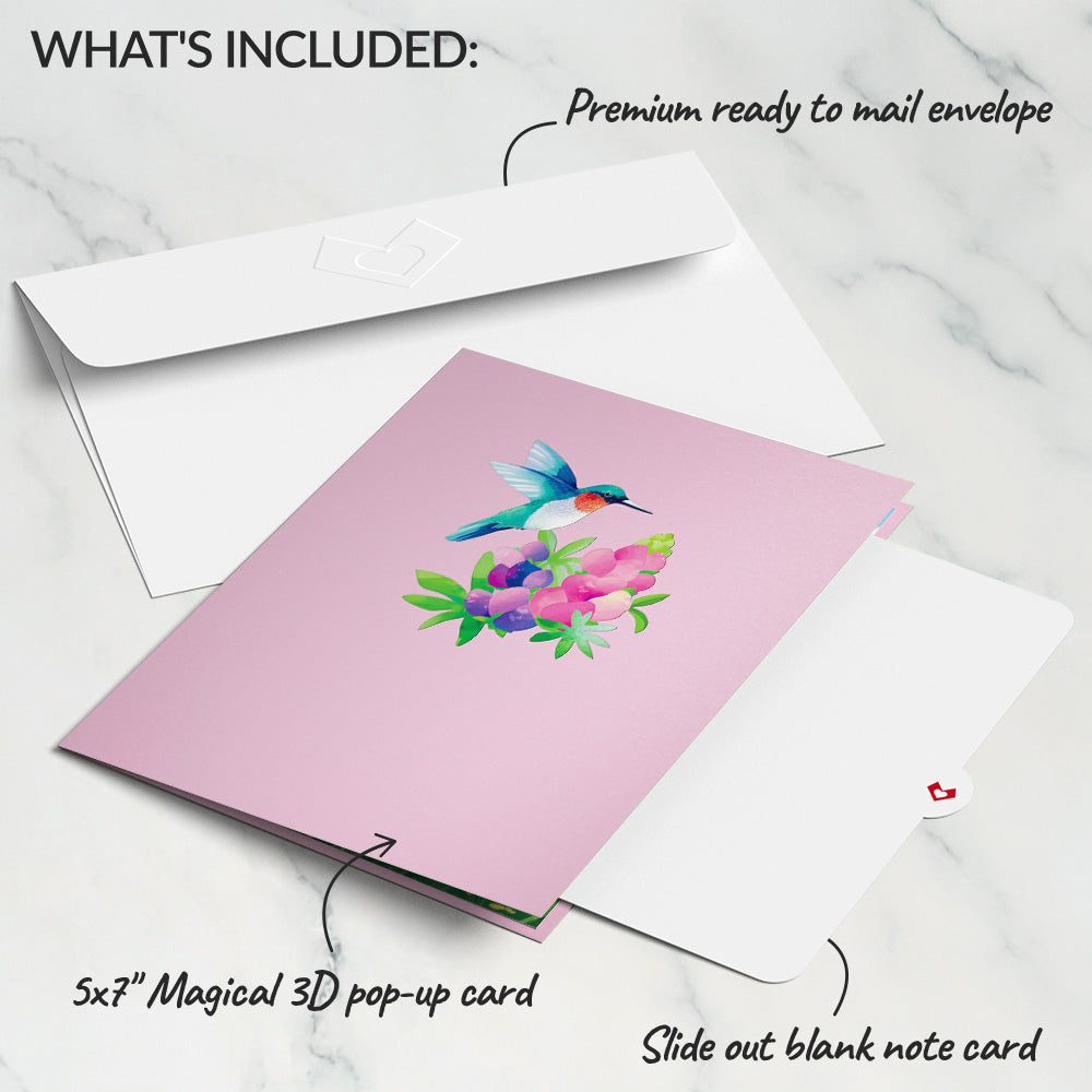 Lupine Hummingbird Pop-Up Card