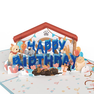 Happy Birthday Dogs Pop-Up Card