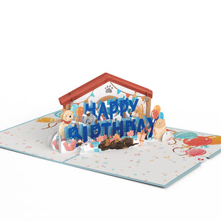 Happy Birthday Dogs Pop-Up Card