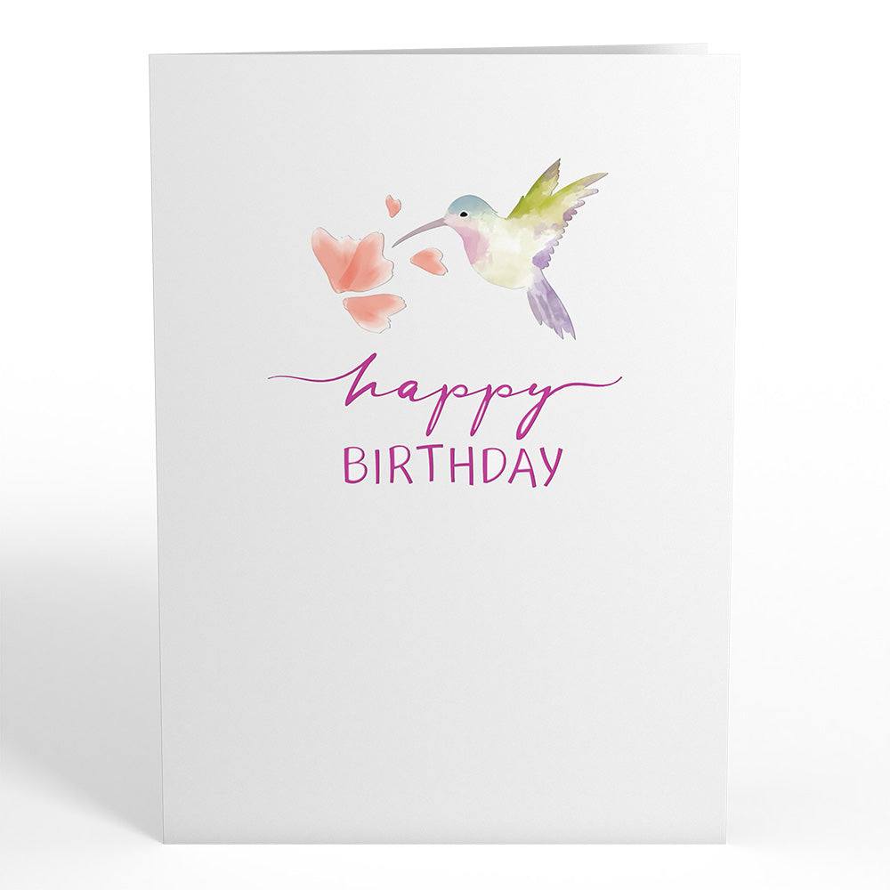 Birthday Hummingbird Pop-Up Card & Suncatcher Bouquet Bundle