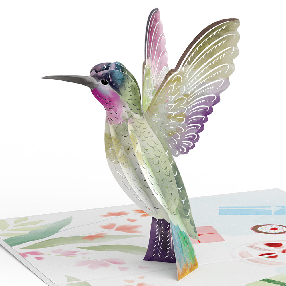 Birthday Hummingbird Pop-Up Card & Suncatcher Bouquet Bundle