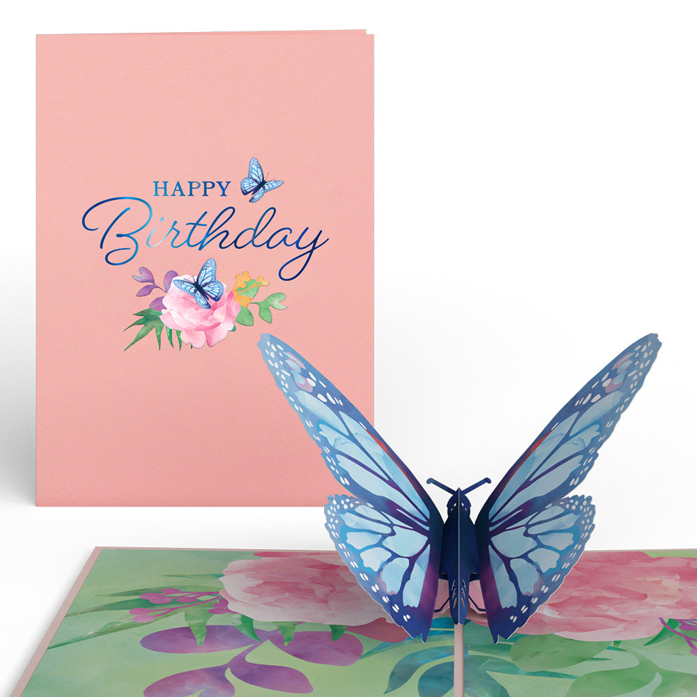 Birthday Blue Morpho Butterfly Pop-Up Card
