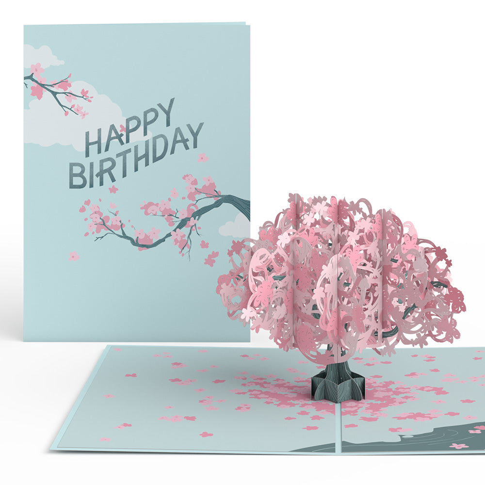 Birthday Cherry Blossom Pop-Up Card and Suncatcher Bouquet Bundle