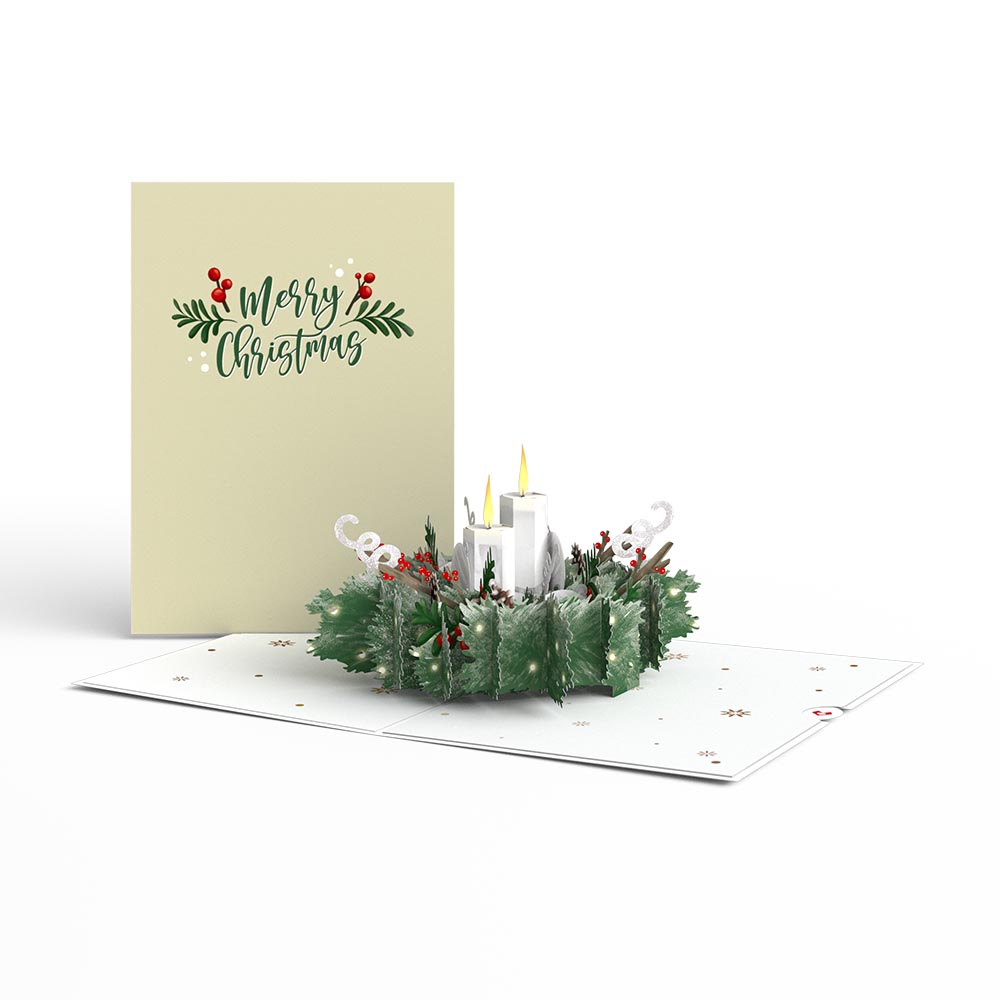 Winter Greens Christmas Candle Pop-Up Card
