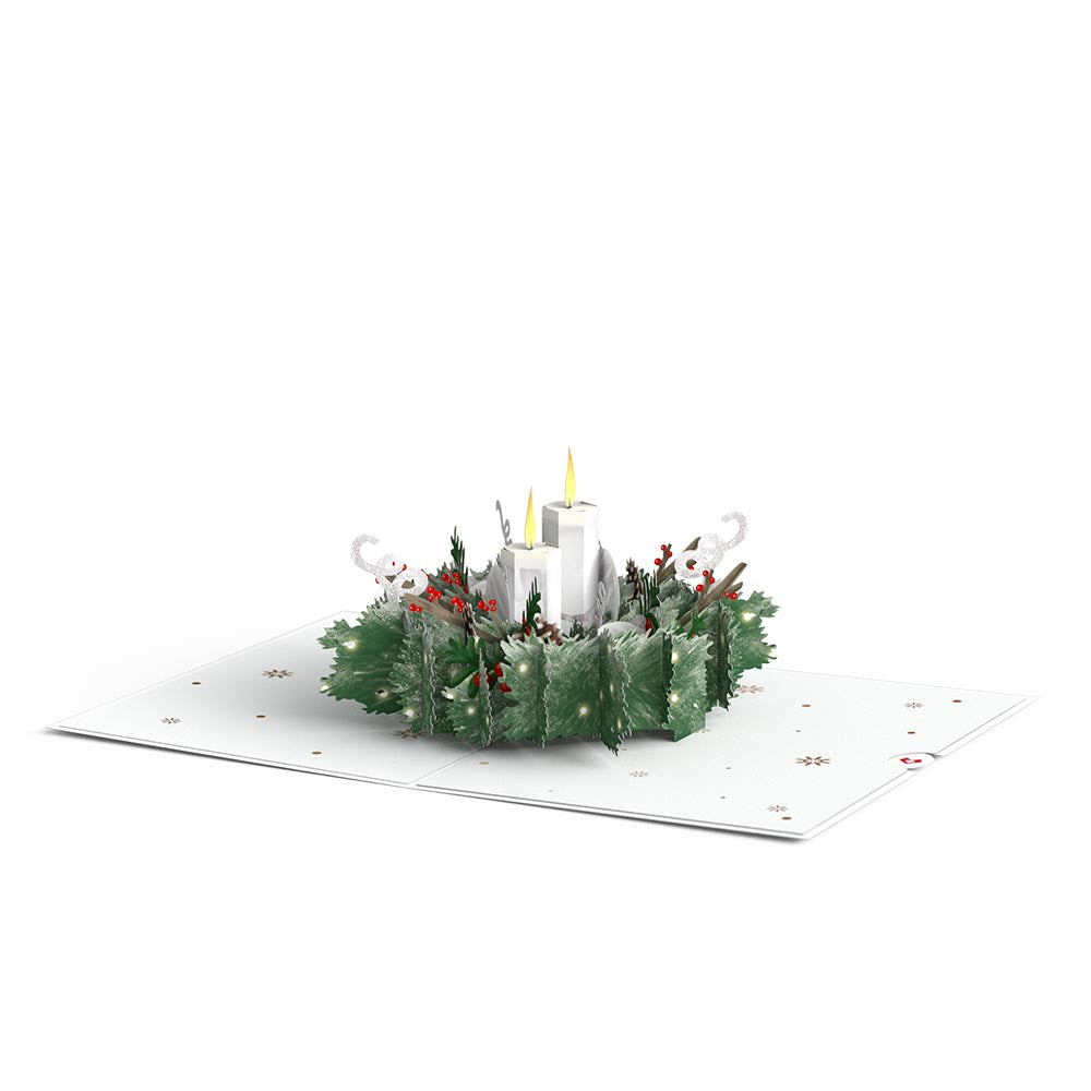 Winter Greens Christmas Candle Pop-Up Card