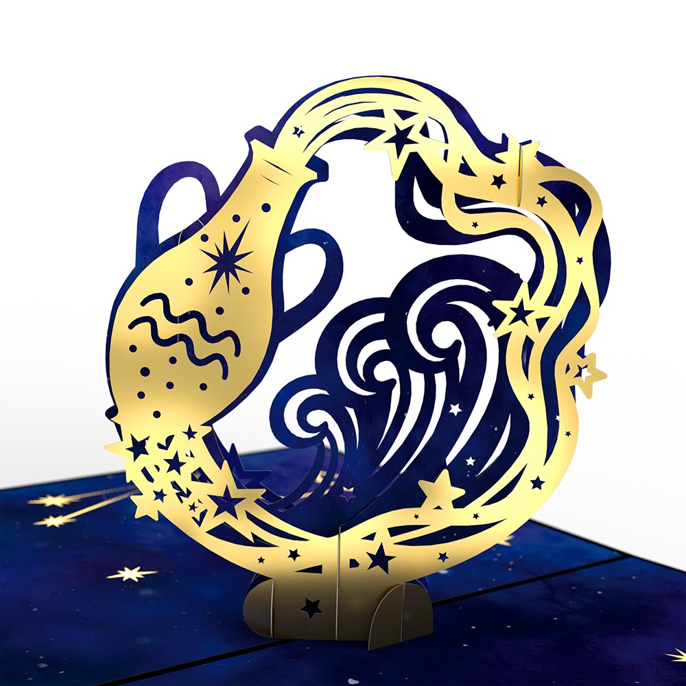 Aquarius Zodiac Birthday Pop-Up Card and Sentiment Set