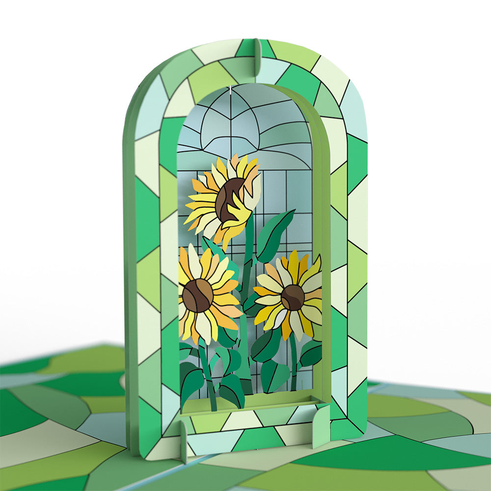Stained Glass Sunflowers Thank You Pop-Up Card and Sentiment Set