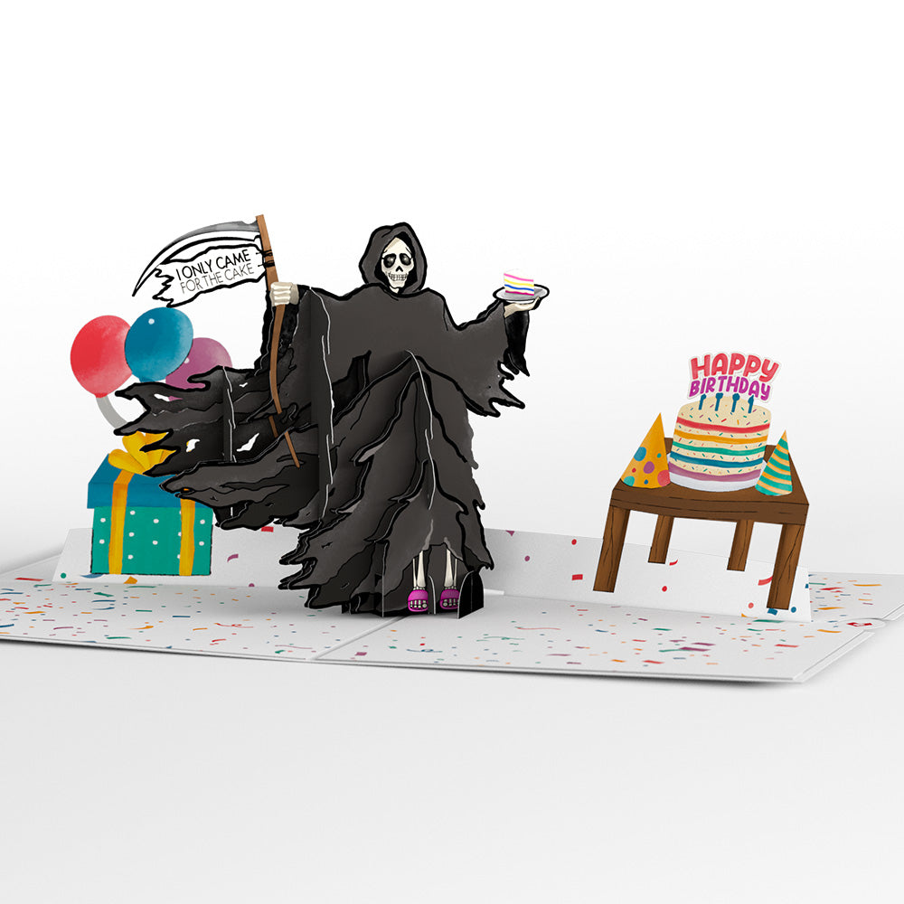 Grim Reaper Dark Humor Birthday Pop-Up Card