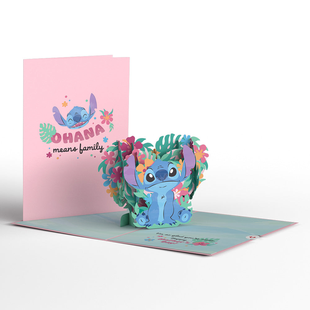 Disney's Stitch Mother’s Day Pop-Up Card & Flower Buds Bouquet Bundle
