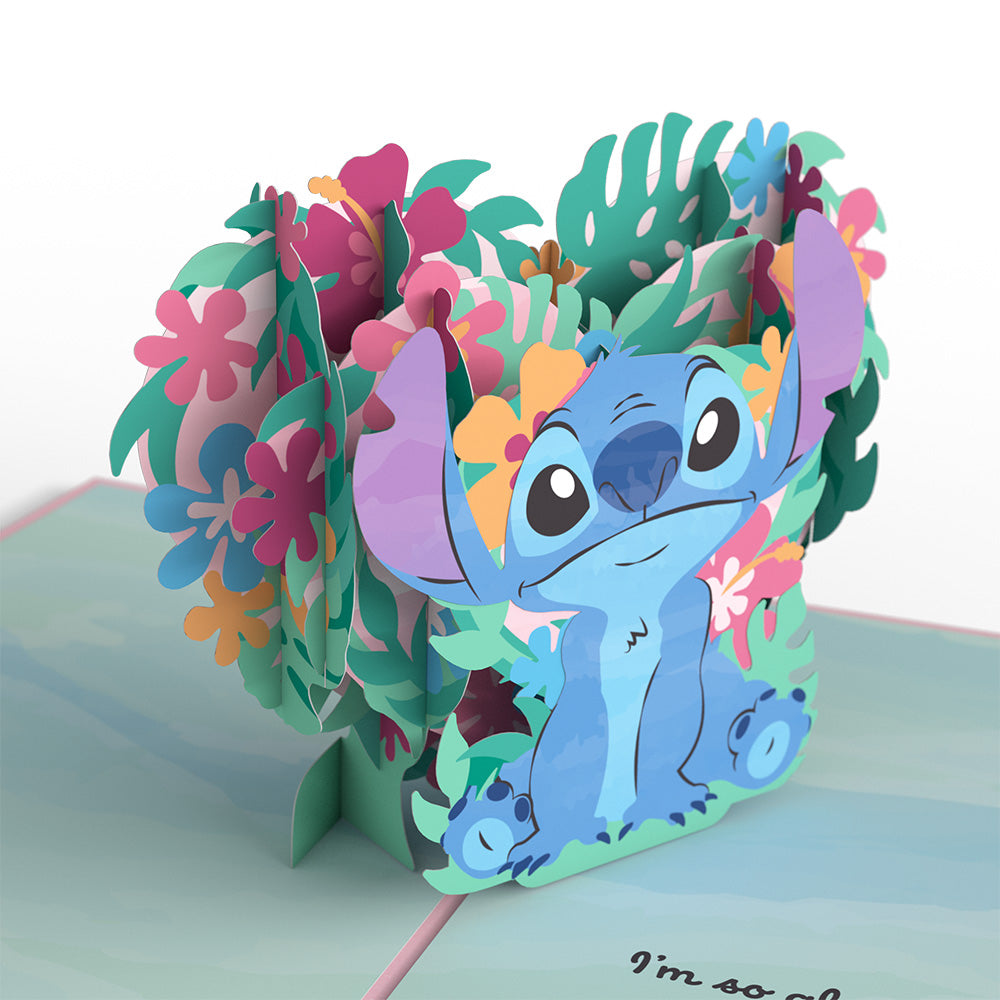 Disney's Stitch Mother’s Day Pop-Up Card & Flower Buds Bouquet Bundle