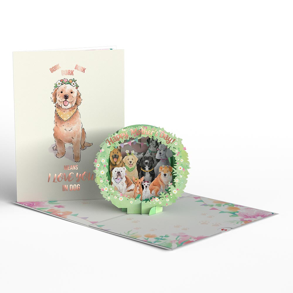 Mother's Day Dog Mom Pop-Up Card & Bouquet Bundle