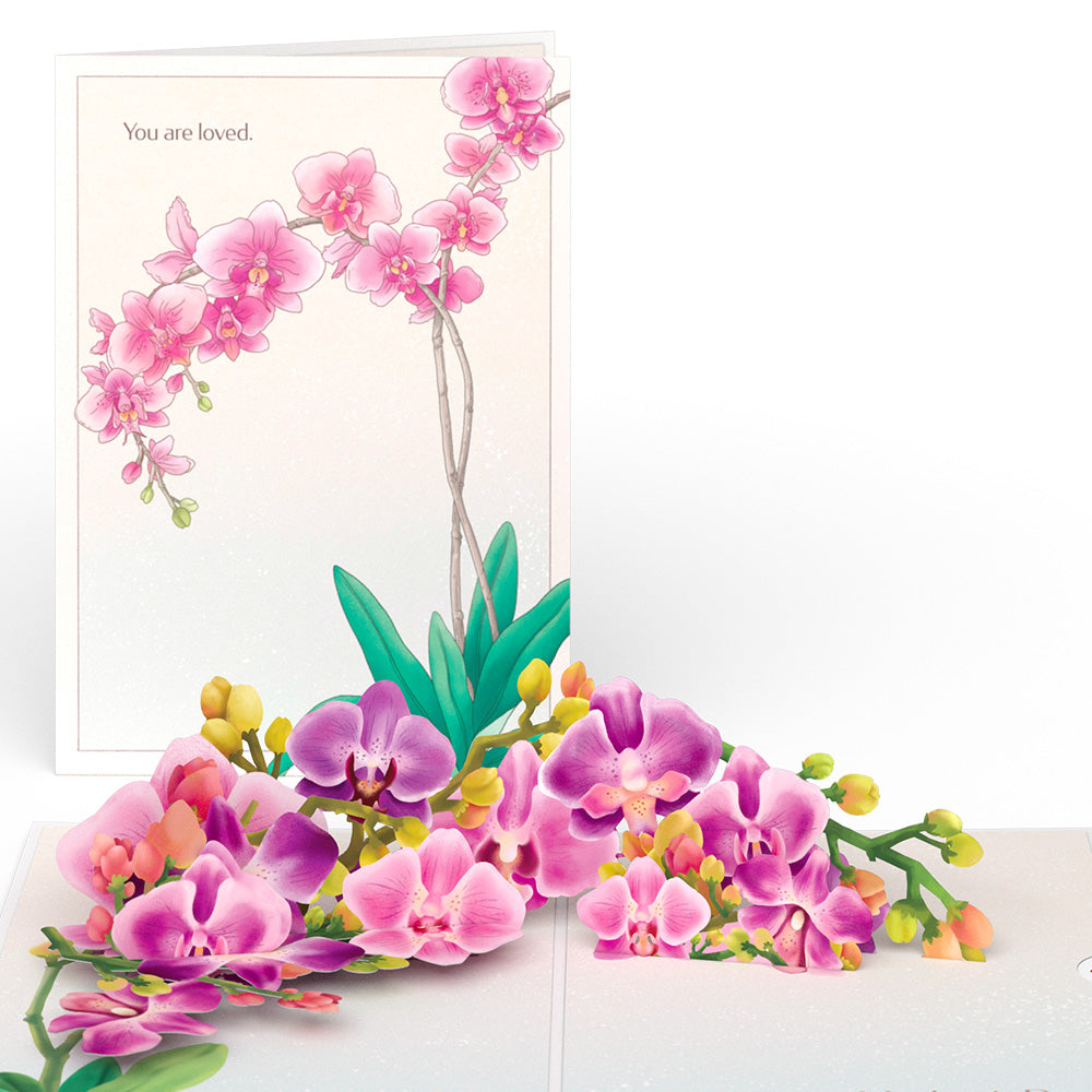 Mother's Day Orchid Pop-Up Card & Bouquet Bundle