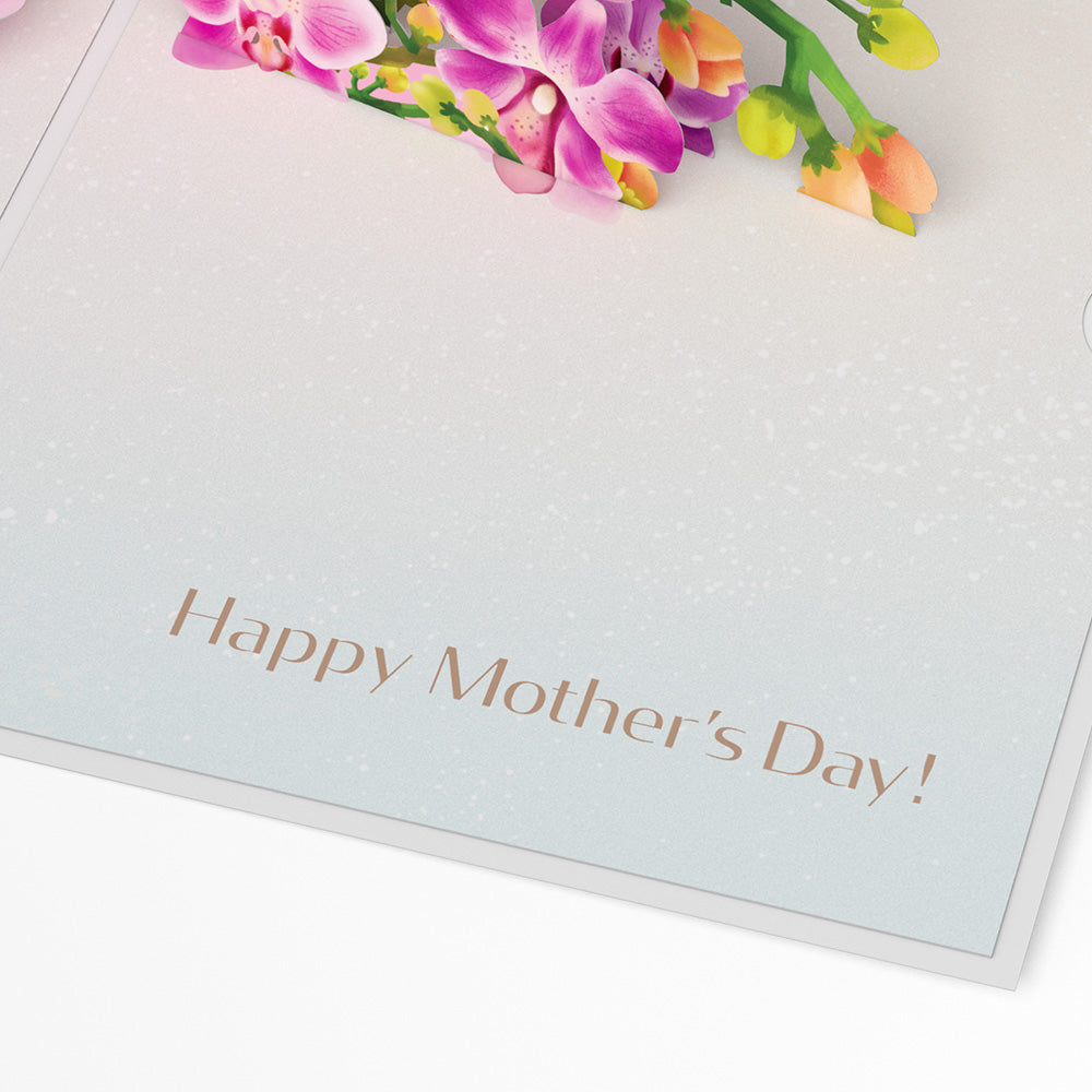 Mother's Day Orchid Pop-Up Card & Bouquet Bundle