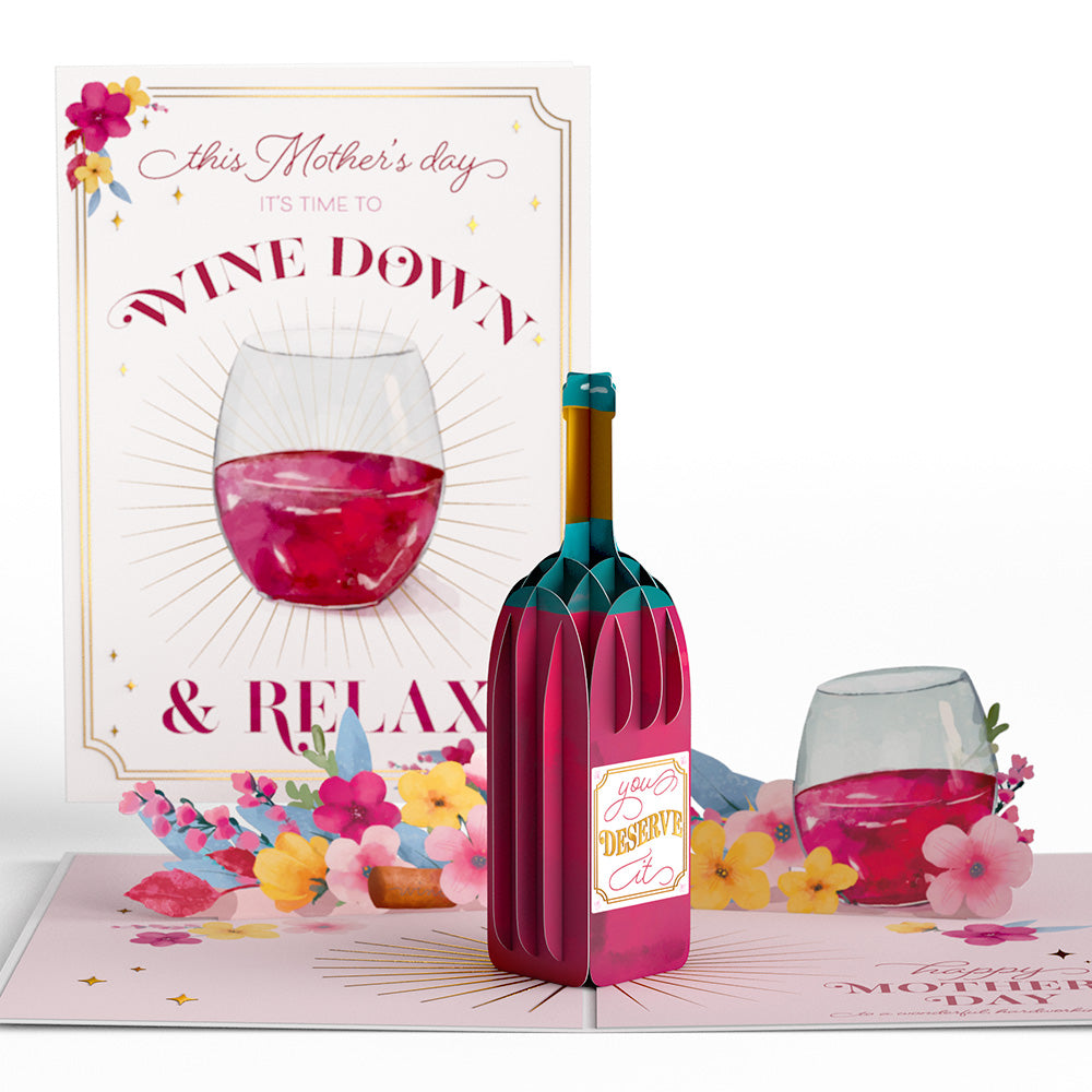 Wine Down and Relax Mother's Day Pop-Up Card