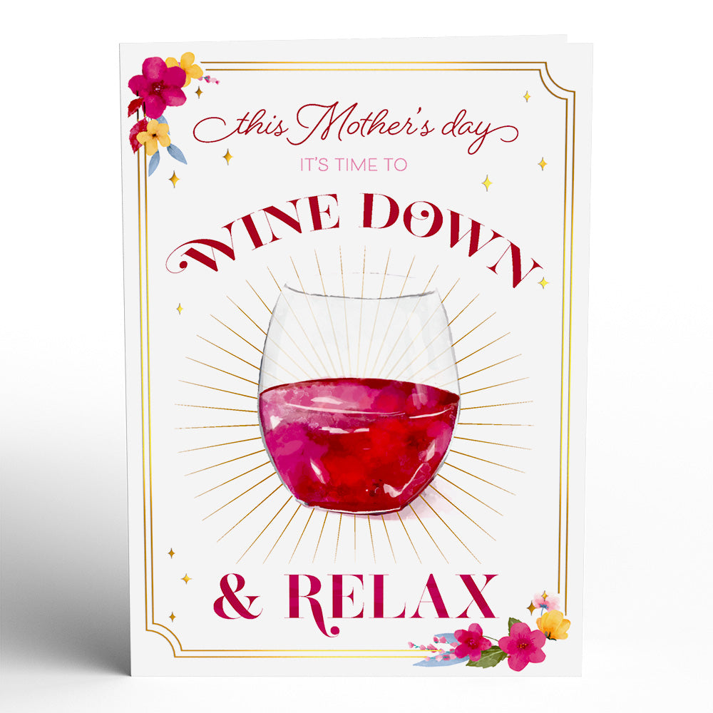 Wine Down and Relax Mother's Day Pop-Up Card