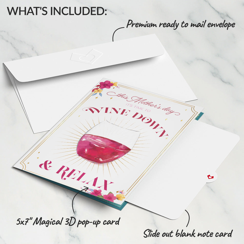 Wine Down and Relax Mother's Day Pop-Up Card