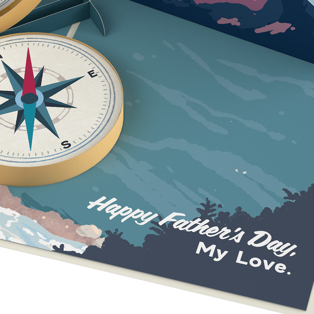 Husband Happy Father’s Day Compass Pop-Up Card