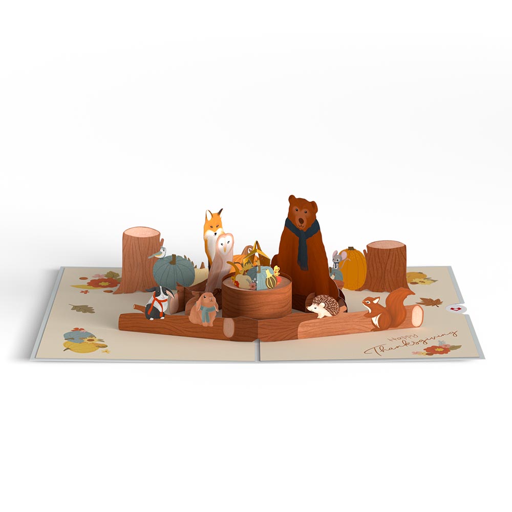 Woodland Harvest Thanksgiving Animals Pop-Up Card