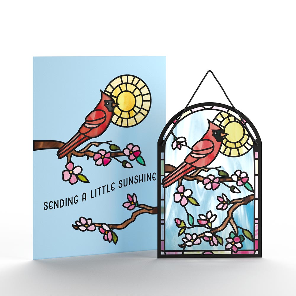 Sending Sunshine Cardinal Suncatcher Card & Pop-Up Bouquet Bundle