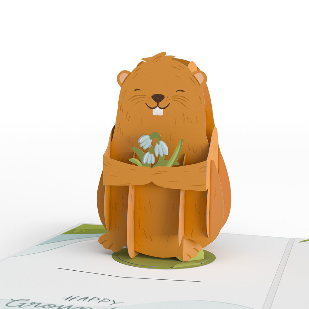 Happy Groundhog Day Card with Pop-Up Gift