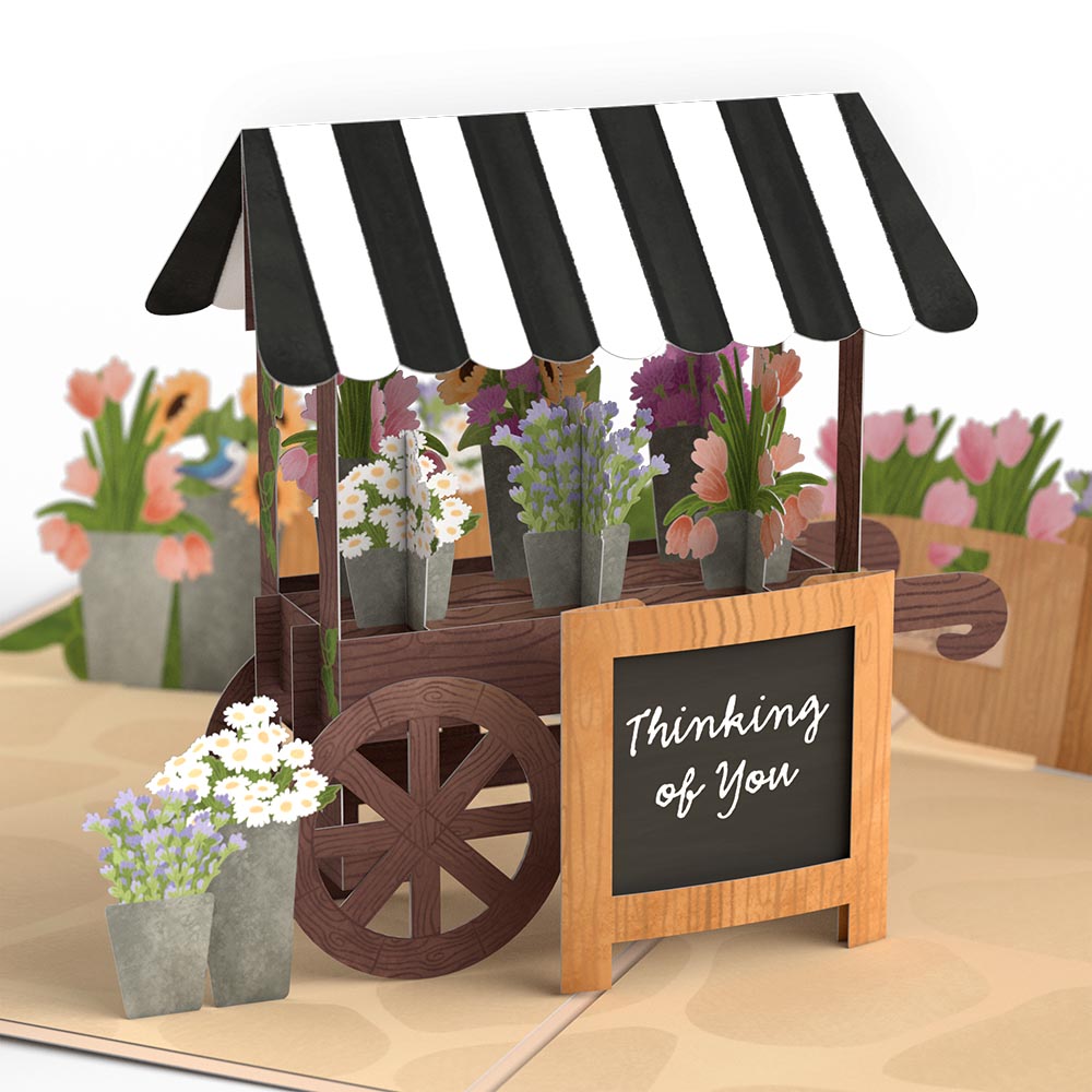 Thinking of You Flower Cart Mother's Day Pop-Up Card and Sentiment Set for Wife
