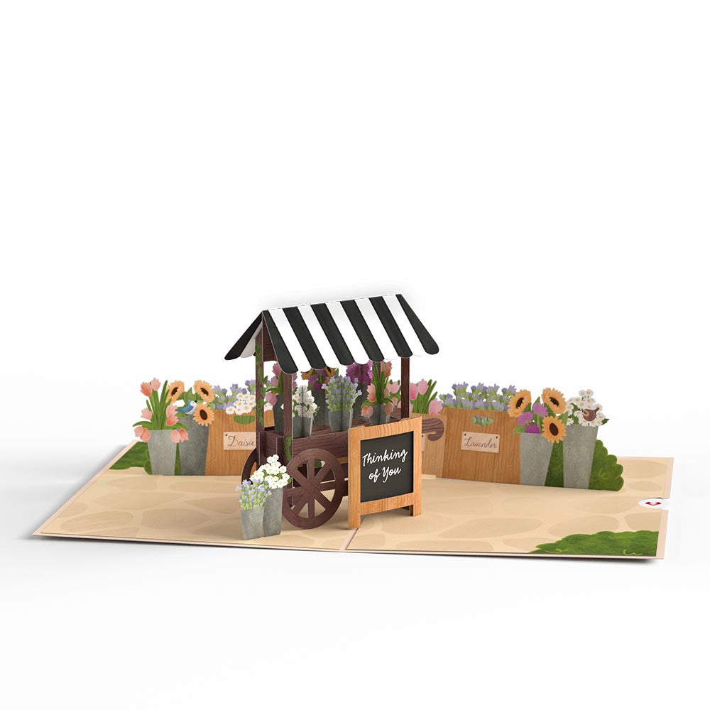 Thinking of You Flower Cart Pop-Up Card