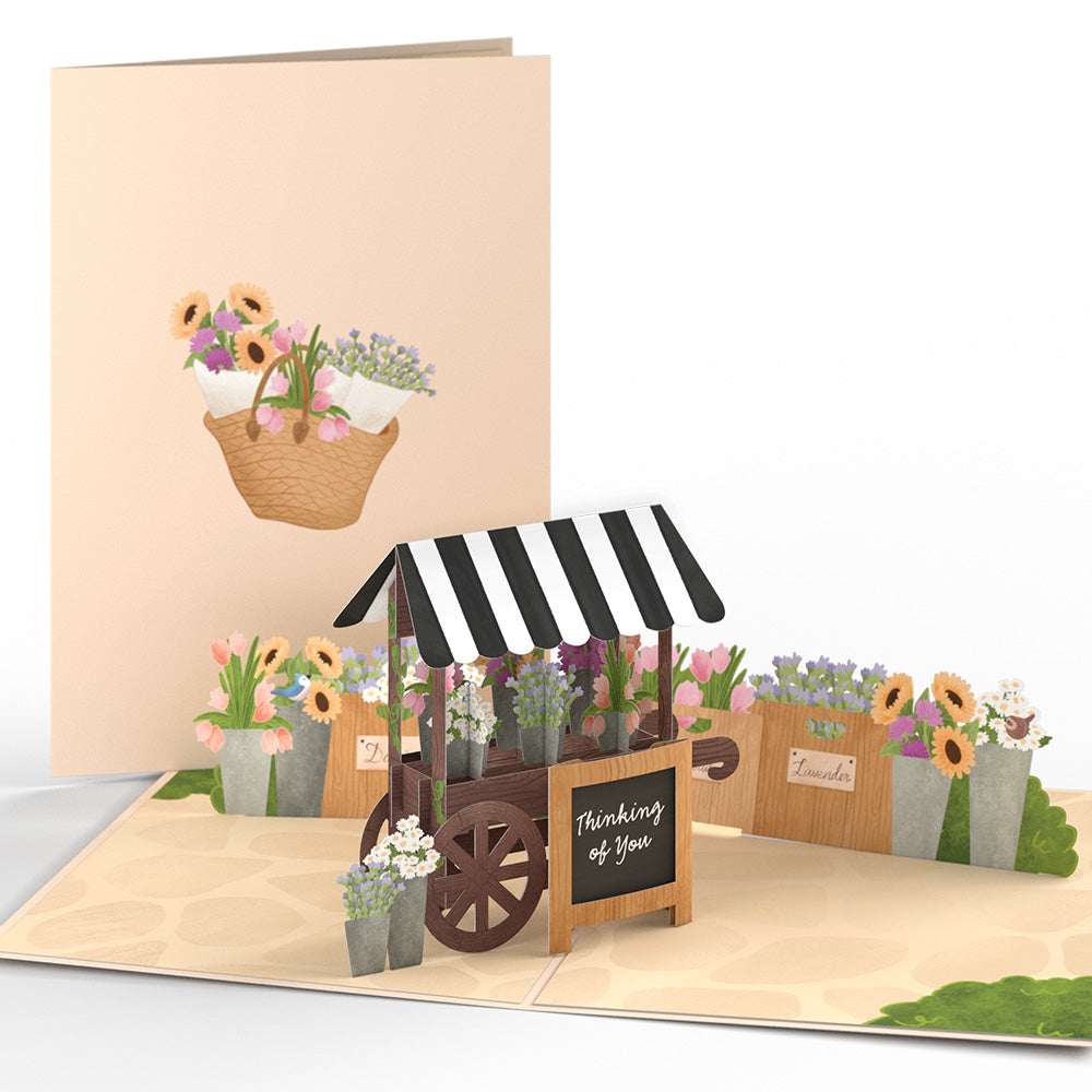 Thinking of You Flower Cart Pop-Up Card
