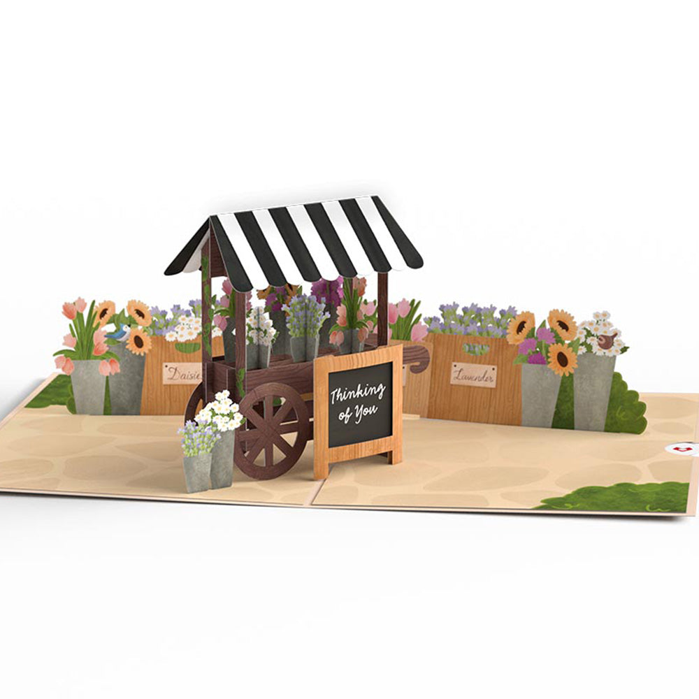 Thinking of You Flower Cart Pop-Up Card