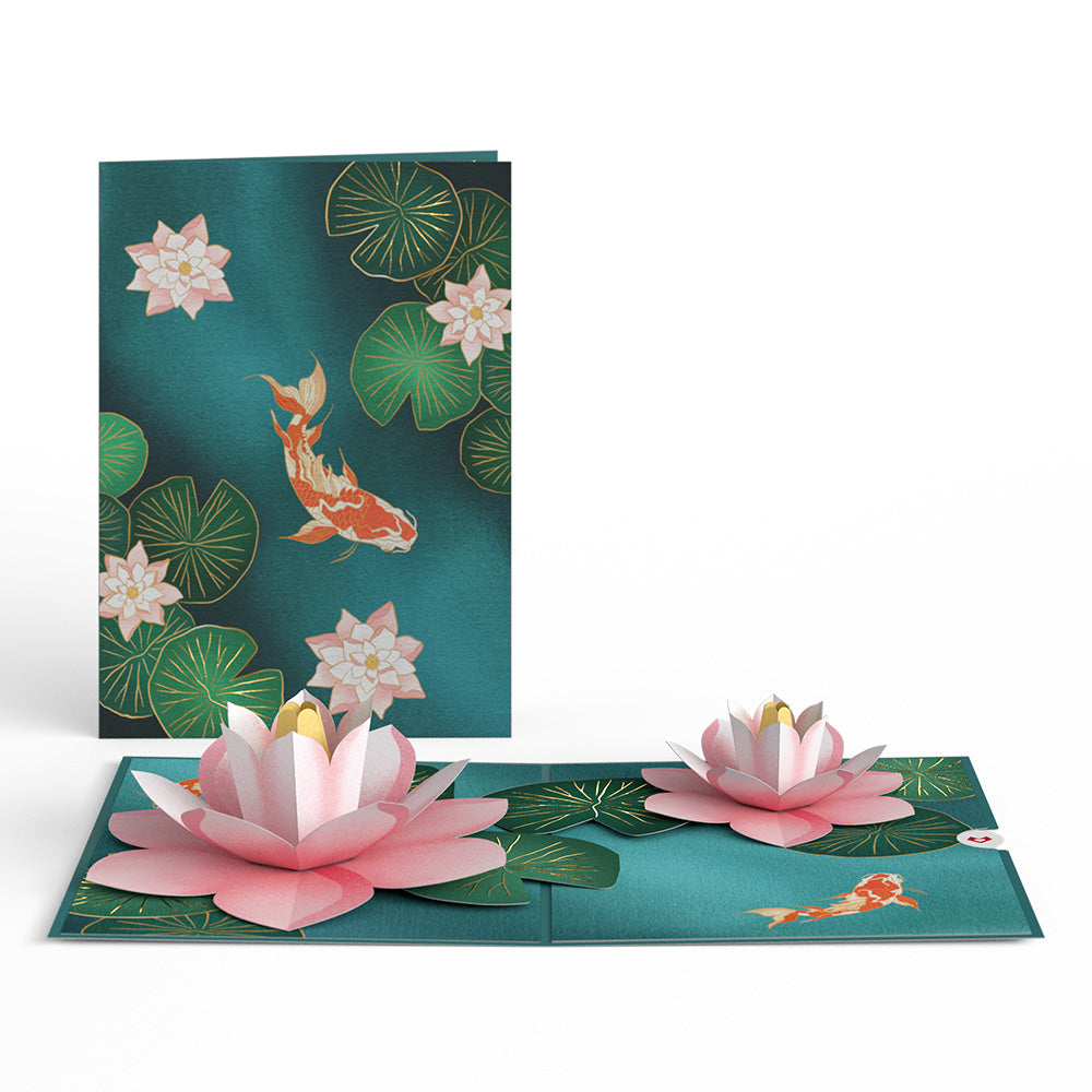 Koi Fish and Lotus Pond Pop-Up Card