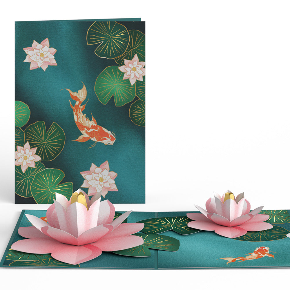 Koi Fish and Lotus Pond Pop-Up Card
