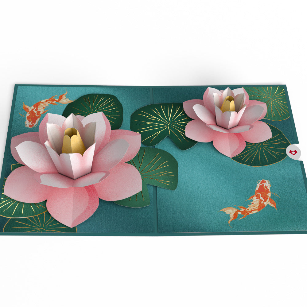 Koi Fish and Lotus Pond Pop-Up Card